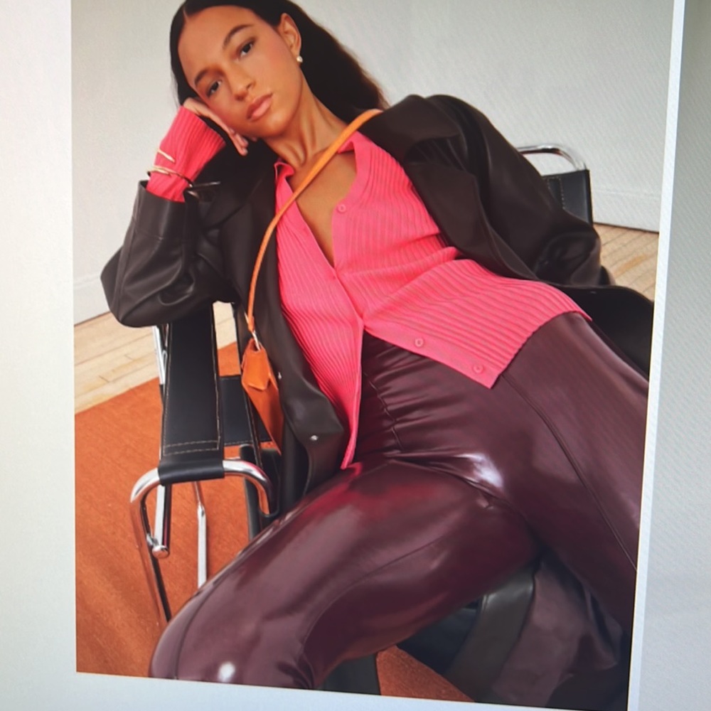 Spanx faux patent leather leggings - tall, ruby